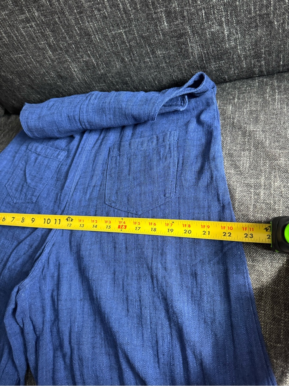 Kleen | xs oversized jumper v neck wide legged adjustable straps EUC blue linen - Picture 12 of 13